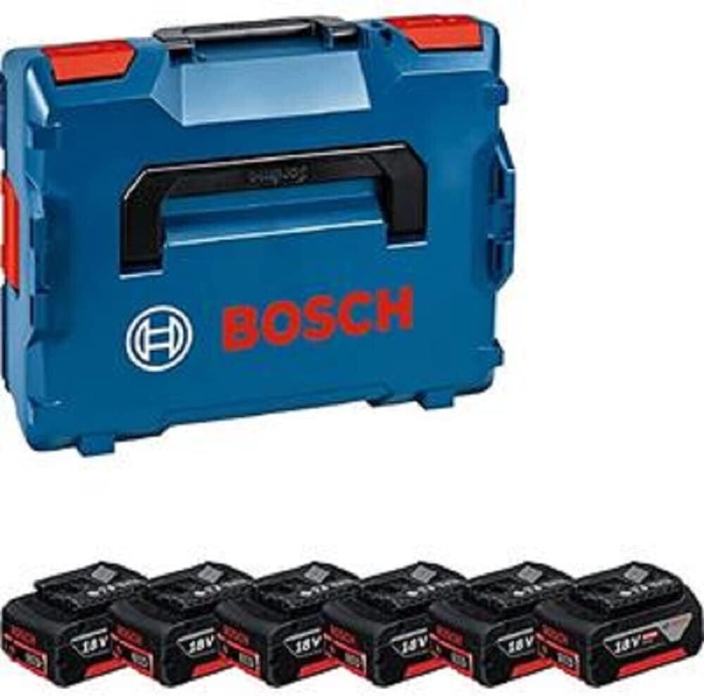 Bosch Professional 18V System GBA 18V 4.0Ah - Set 6 baterías de litio (6 x 4.0 Ah, tecnología Coolpack, en L-BOXX)