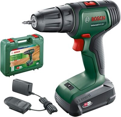 Bosch Home and Garden UniversalDrill - taladro y atornillador a batería, 18 V (1 batería, sistema de 18 V, en maletín)