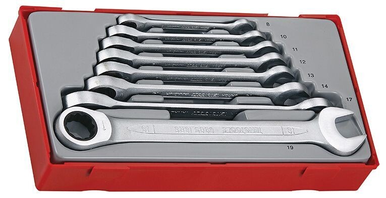 JUEGO DE LLAVES COMBINADAS DE CARRACA MÉTRICA TT6508RS - 8 PIEZAS