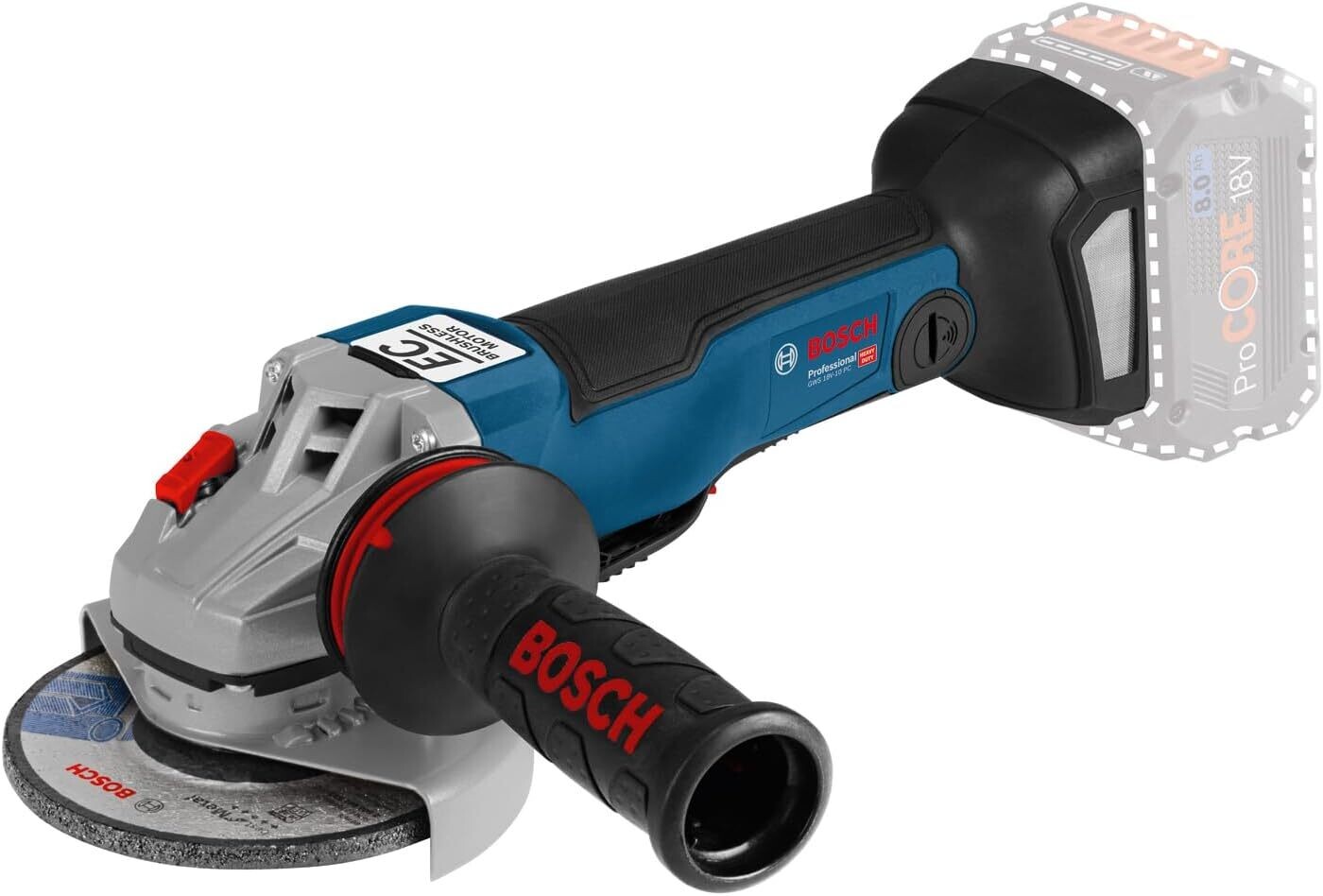 Bosch Professional 18V System GWS 18V-10 P - Amoladora angular a batería (Brushless, Ø 125 mm, 9000 rpm, interruptor PROtection, sin batería, en caja)