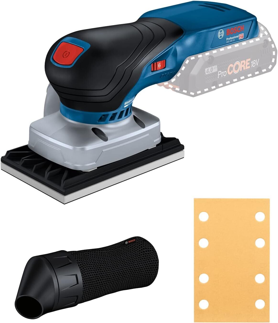 Bosch Professional 18V System GSS 18V-13 - Lijadora orbital a batería (Brushless, bolsa para polvo, 1 plato)