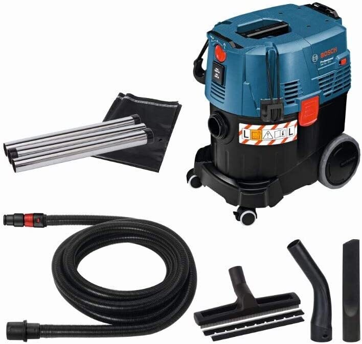 Bosch Professional GAS 35 L SFC+ - Aspirador seco/húmedo (1200 W, 254 mbar, depósito 35 l, clase polvo L, manguera 3 m)