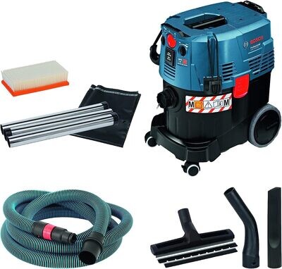 Bosch Professional GAS 35 M AFC - Aspirador seco/ húmedo (1200 W, 254 mbar, depósito 35 l, clase polvo M, manguera antiestática 5m)
