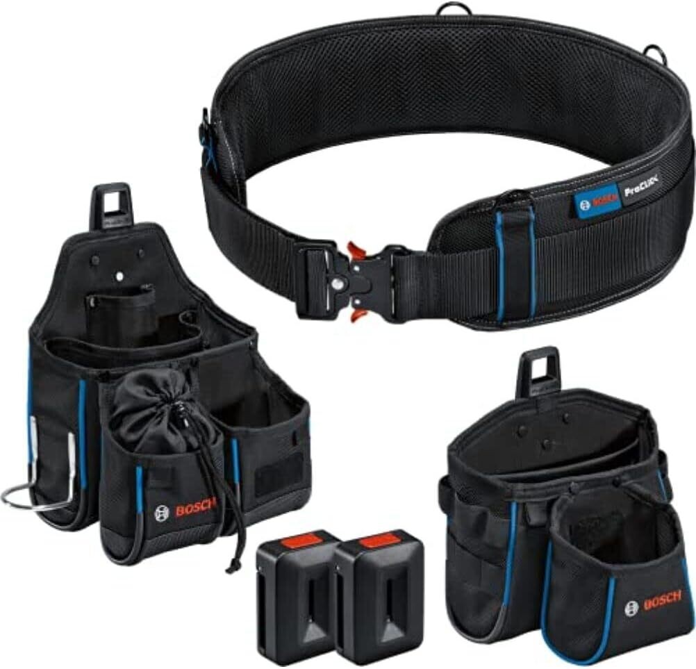 Bosch Professional ProClick - Set cinturón de herramientas 108 plus bolsa GWT 4 plus bolsa GWT 2 plus 2 soportes ProClick, Azul, Talla L/XL