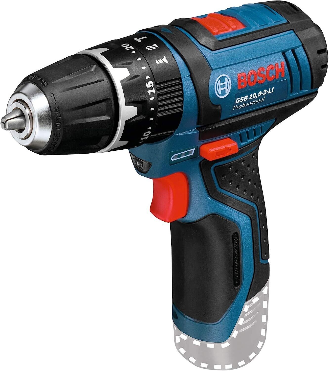 Bosch Professional 12V System GSB 12V-15 - Taladro percutor a batería (30 Nm, 1300 rpm, sin batería, en caja)