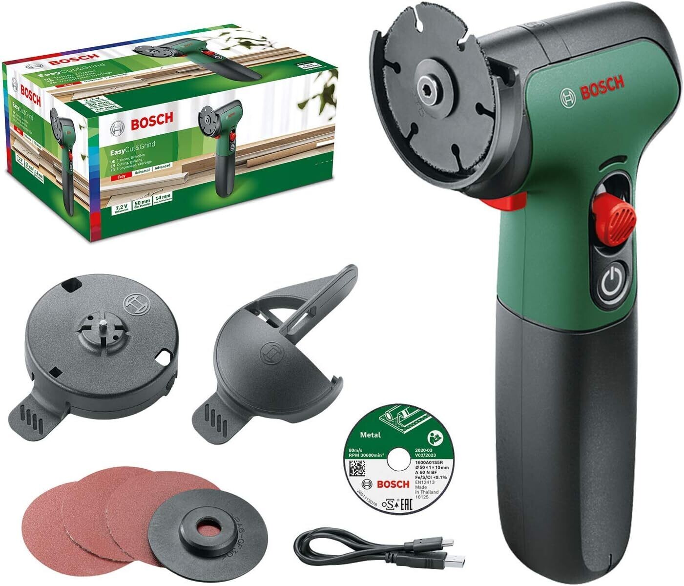 Bosch EasyCut&Grind - Multiherramienta a batería, Gris, 2.0 Ah, 7.2 V, en caja