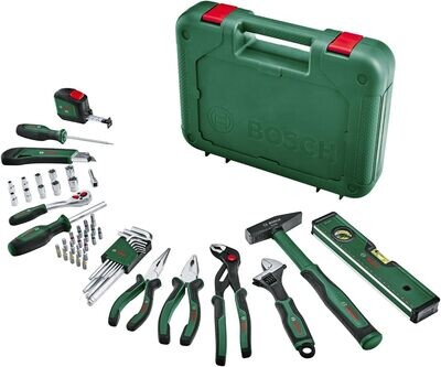 Bosch Home and Garden Juego de Herramientas de Mano Advanced, 52 Piezas, Para Aficionados al Bricolaje, Larga Vida Útil, Materiales de Calidad, Características de Diseño Ergonómico Bosch Home and Garden Juego de Herramientas de Mano Advanced, 52 Piezas, Para Aficionados al Bricolaje, Larga Vida Útil, Materiales de Calidad, Características de Diseño Ergonómico