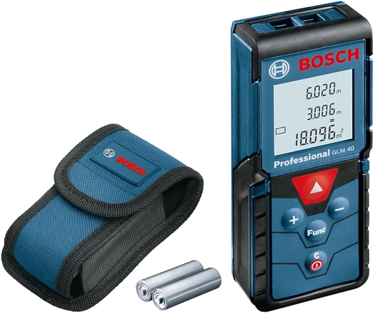 Bosch Professional Medidor láser de distancia GLM 40 (función de memoria, máx. distancia: 40 m, 2 pilas de 1,5 V, funda)