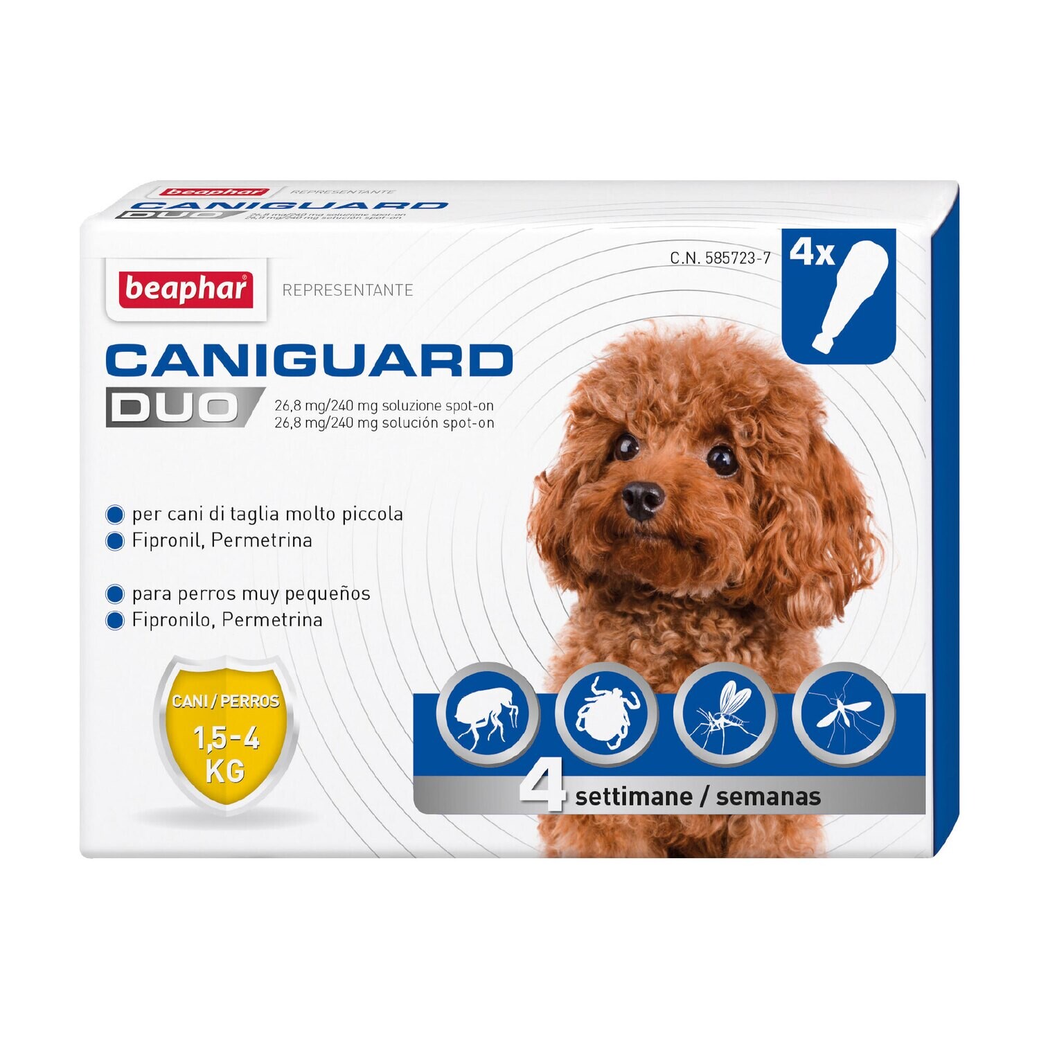 Beaphar Caniguard Duo Pipeta Antiparasitaria Perro Muy Pequeño (1,5-4kg) - 4 Pipetas