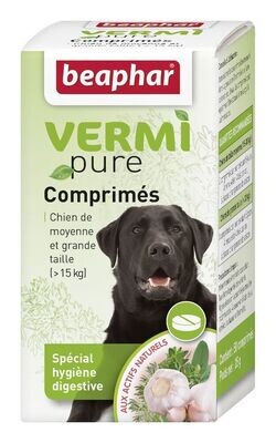 Beaphar VERMIpure Comprimidos Naturales - Perros Medianos y Grandes - 50 comprimidos