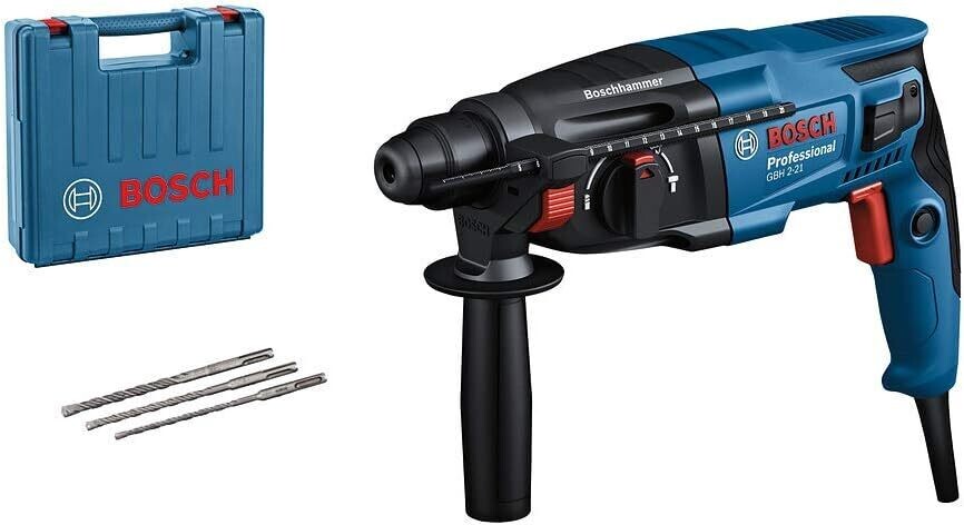 Bosch Professional GBH 2-21 - Martillo perforador (2 J, Ø máx. hormigón 21 mm, SDS plus, 3 brocas SDS plus, en maletín)