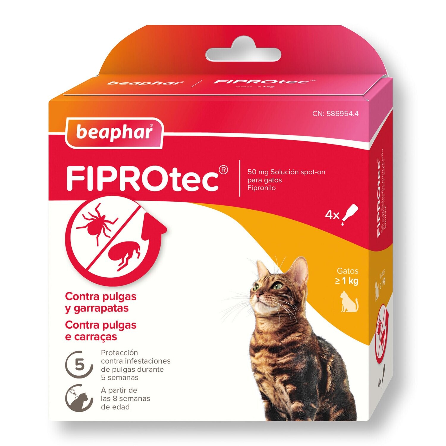 Beaphar FIPROtec® Pipeta Antiparasitaria Gatos - 4 Pipetas Beaphar FIPROtec® Pipeta Antiparasitaria Gatos - 4 Pipetas