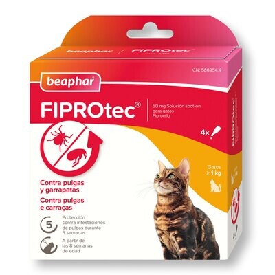 Beaphar FIPROtec® Pipeta Antiparasitaria Gatos - 4 Pipetas