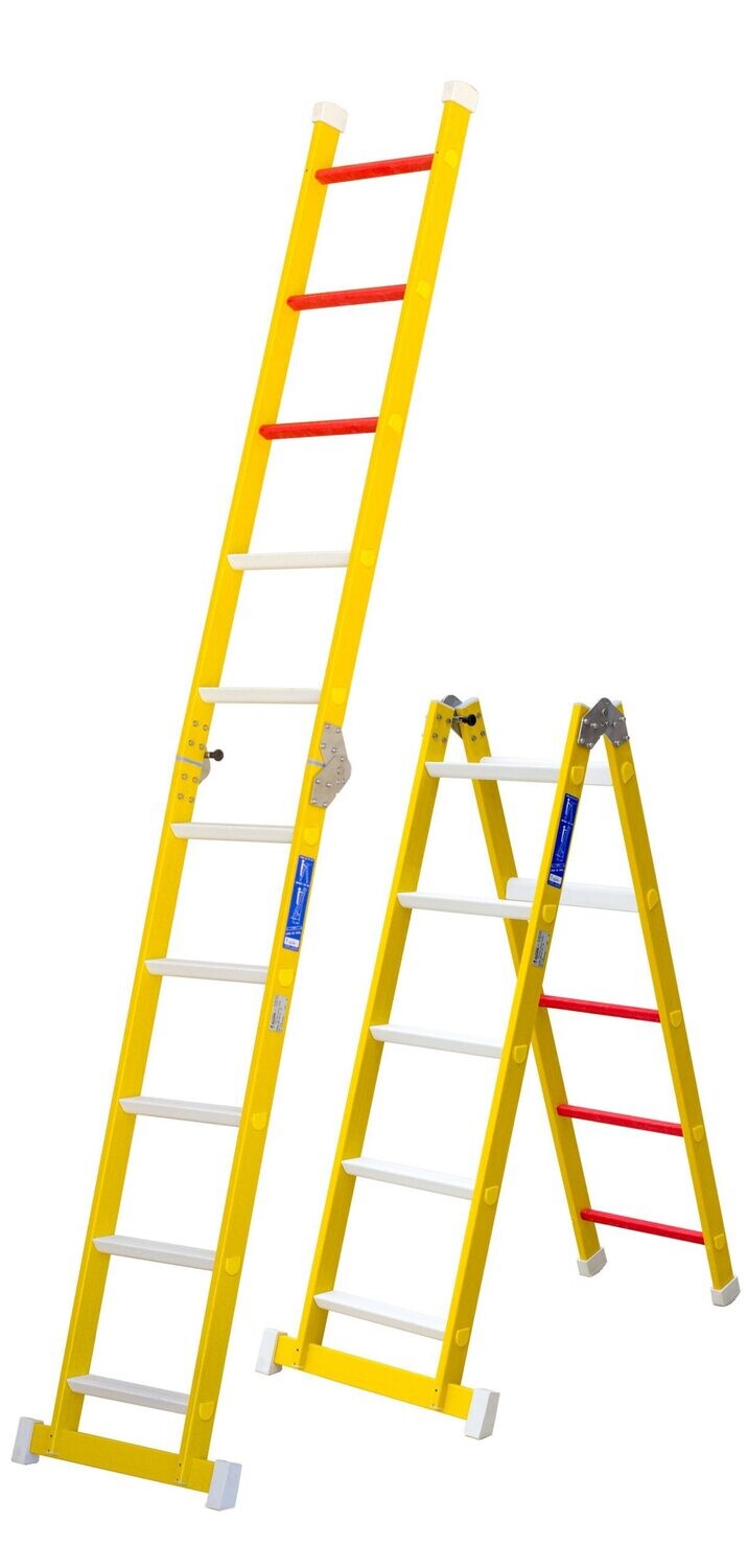 Escalera de Fibra de 1 Tramo Plegable con Peldaño Ancho
Modelo 6108PW  8 Peldaños  Altura PLEGADA 1180 mm  Altura desplegada 2280mm Ancho escalera 400 mm Ancho Base 400  Peso 9 kg