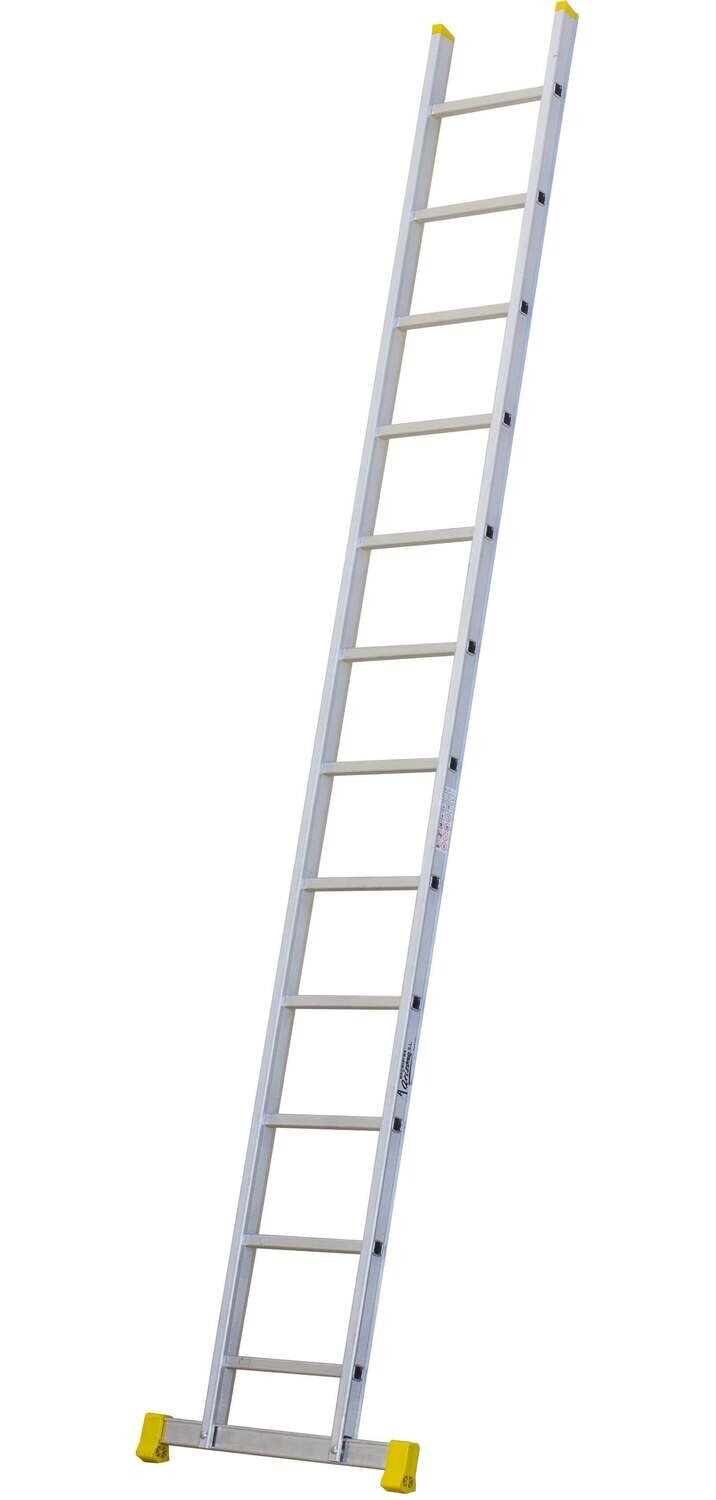 Escalera de aluminio de un tramo
Modelo A6114-   14 Peldaños  Altura 4110 mm  Ancho 410 mm Travesaño 821 mm Peso 9 kg