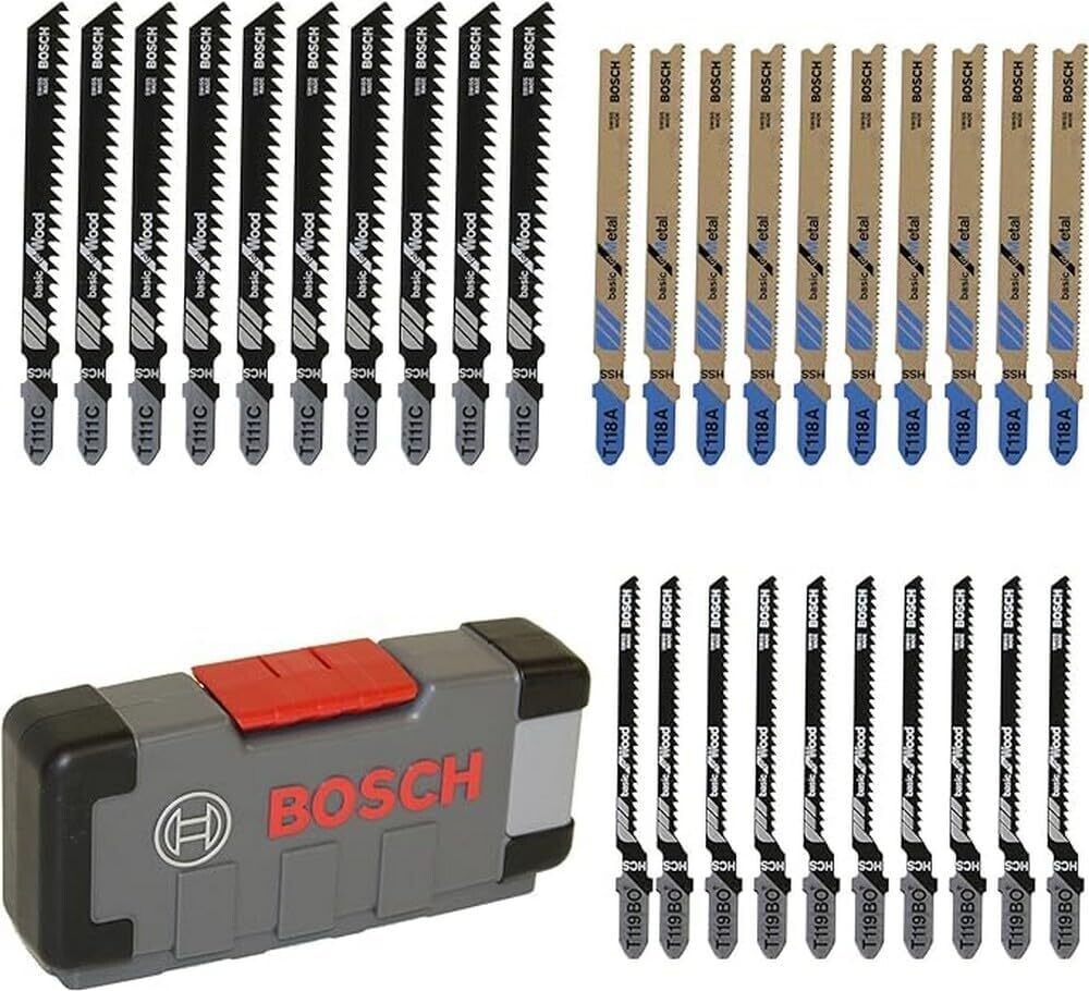 Bosch Professional Set Tough Box con 30 hojas de sierra de calar Basic for Wood and Metal (para madera y metal, accesorios de sierra de calar)