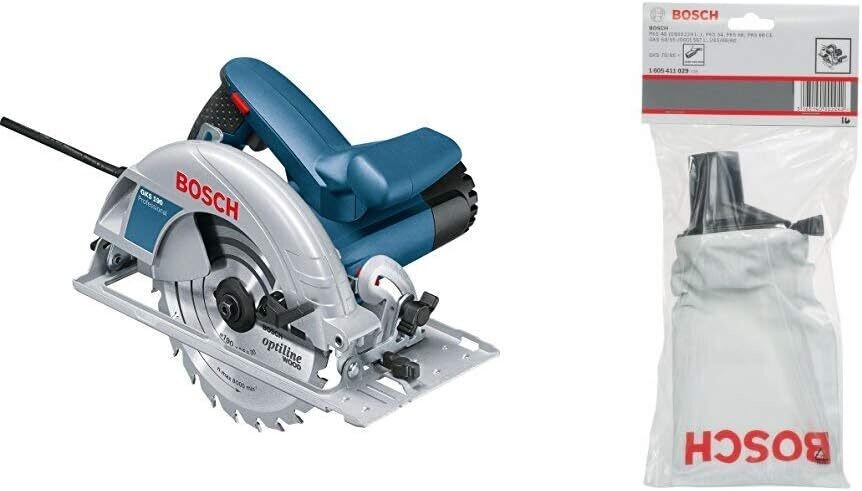 Bosch Professional GKS 190 - Sierra circular, 1400 W, disco 190 mm, en caja + Bosch 1 605 411 029 - Saco para polvo