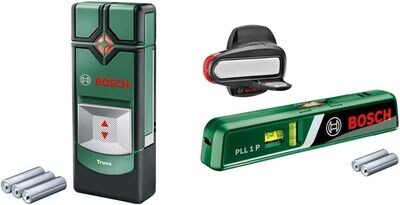 Bosch Home And Garden Truvo Detector Digital En Caja Metálica + Pll 1 P Nivel De Burbuja 1.5 V, Negro, Verde, Rojo, (Montaje En Pared)