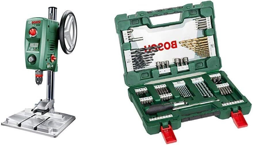 Bosch PBD 40 - Taladro de columna (710 W, caja de cartón) + Bosch V-Line Titanio - Maletín de 91 unidades para taladrar y atornillar