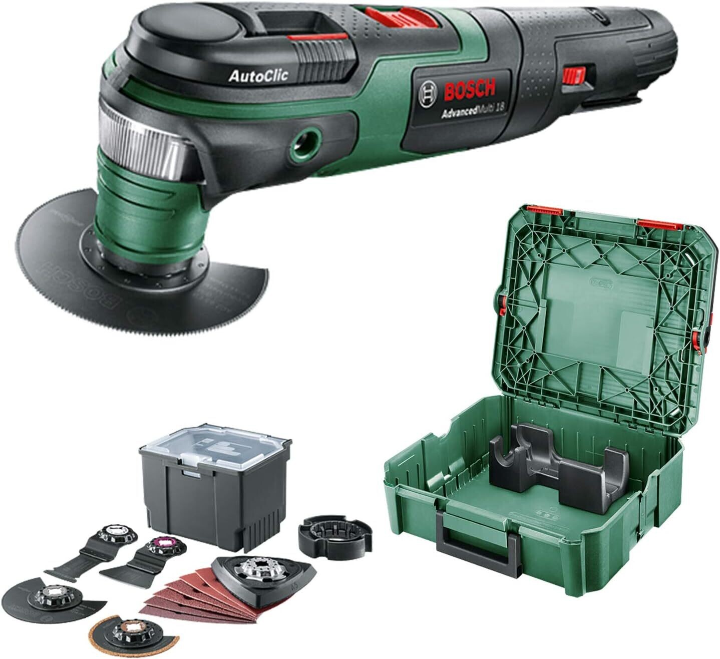 Bosch Home and Garden Multiherramienta AdvancedMulti 18 (sin batería, sistema de 18 V, set universal accesorios, en SystemBox, tamaño S Bosch Home and Garden Multiherramienta AdvancedMulti 18 (sin batería, sistema de 18 V, set universal accesorios, en SystemBox, tamaño S