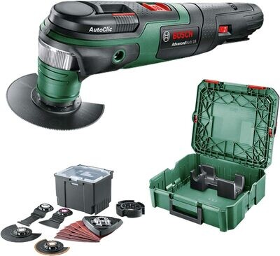 Bosch Home and Garden Multiherramienta AdvancedMulti 18 (sin batería, sistema de 18 V, set universal accesorios, en SystemBox, tamaño S