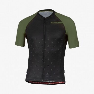 Maillot ciclismo Resistance negro y verde oliva
