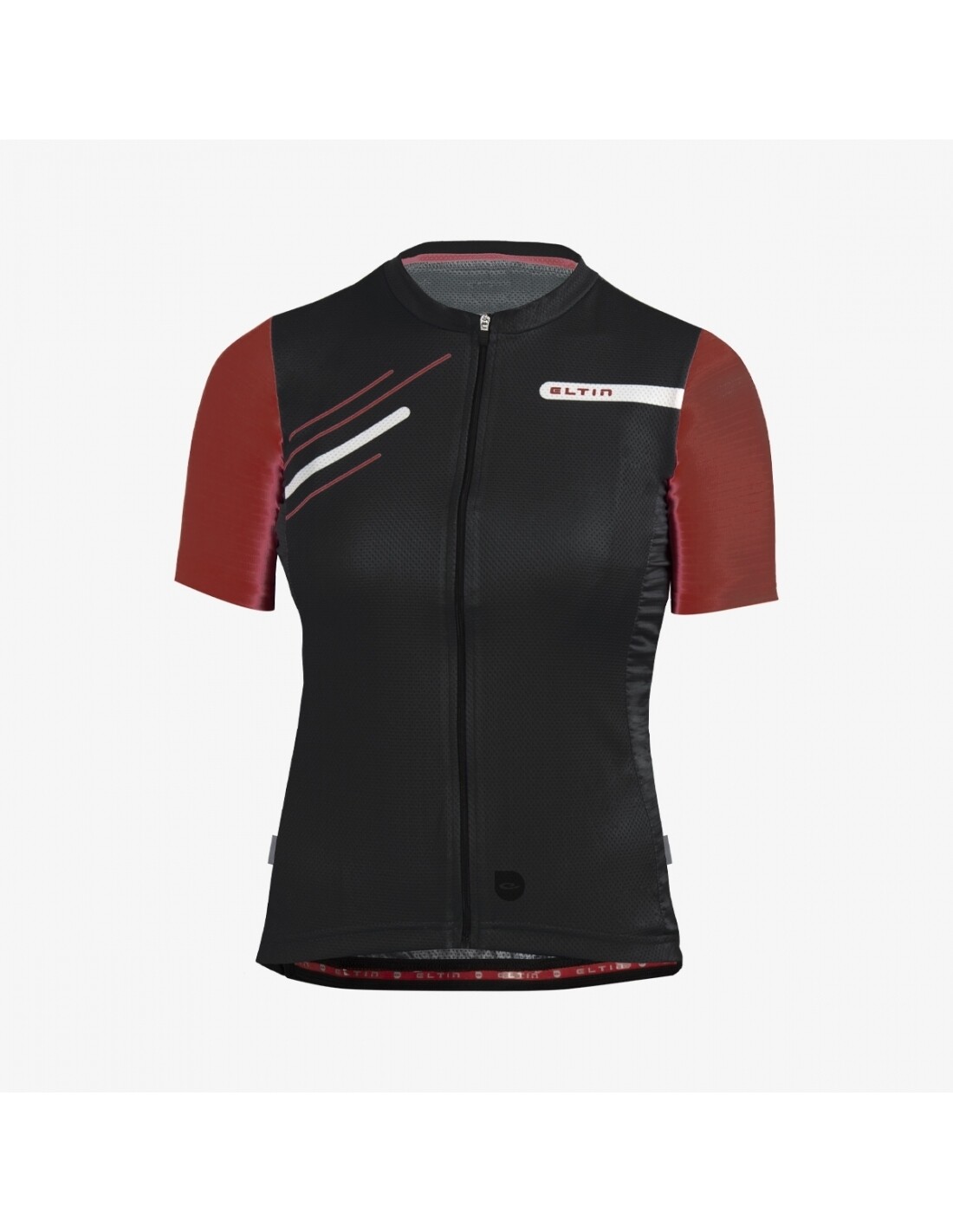 Maillot mujer Glorious manga corta negro y burdeos