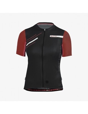 Maillot mujer Glorious manga corta negro y burdeos