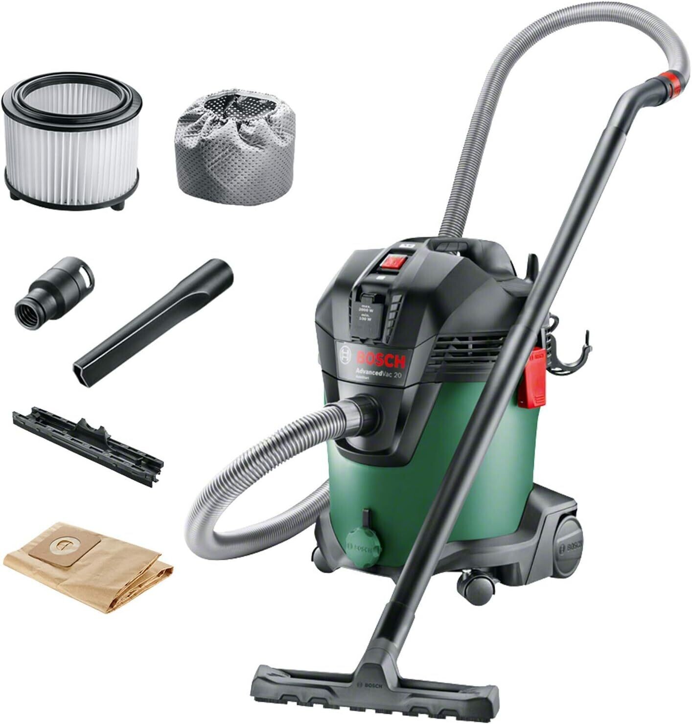 Bosch Home and Garden 06033D1200 Aspiradora, Verde, 1200 W