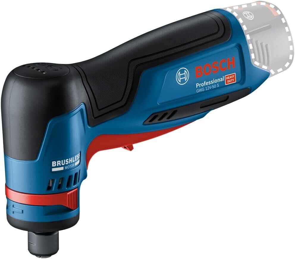Bosch Professional 12V System GWG 12V-50 S - Lijadora angular a batería (Brushless, alto par, velocidad variable, 5 velocidades)