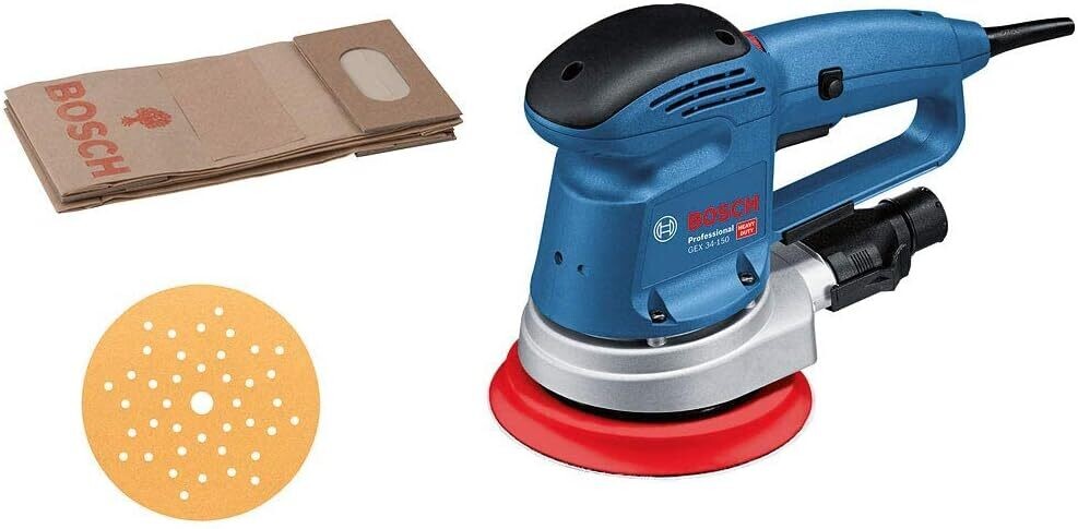 Bosch Professional GEX 34-150 - Lijadora excéntrica (340 W, Ø plato 150 mm, en caja)