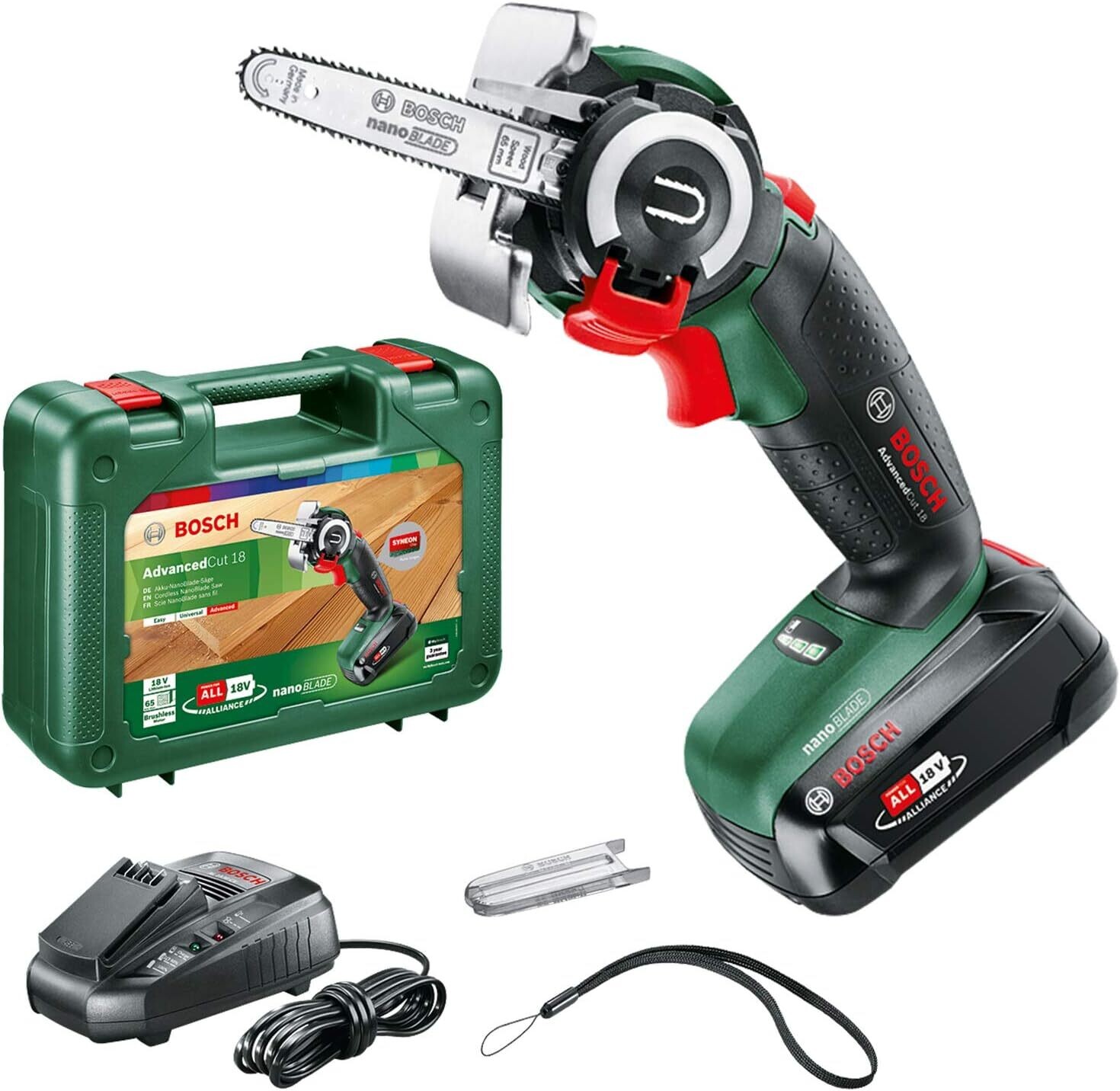 Bosch Home and Garden 06033D5101 NanoBlade AdvancedCut 18 - Sierra a batería, 1 tecnología NanoBlade, sistema de 18 voltios, en estuche