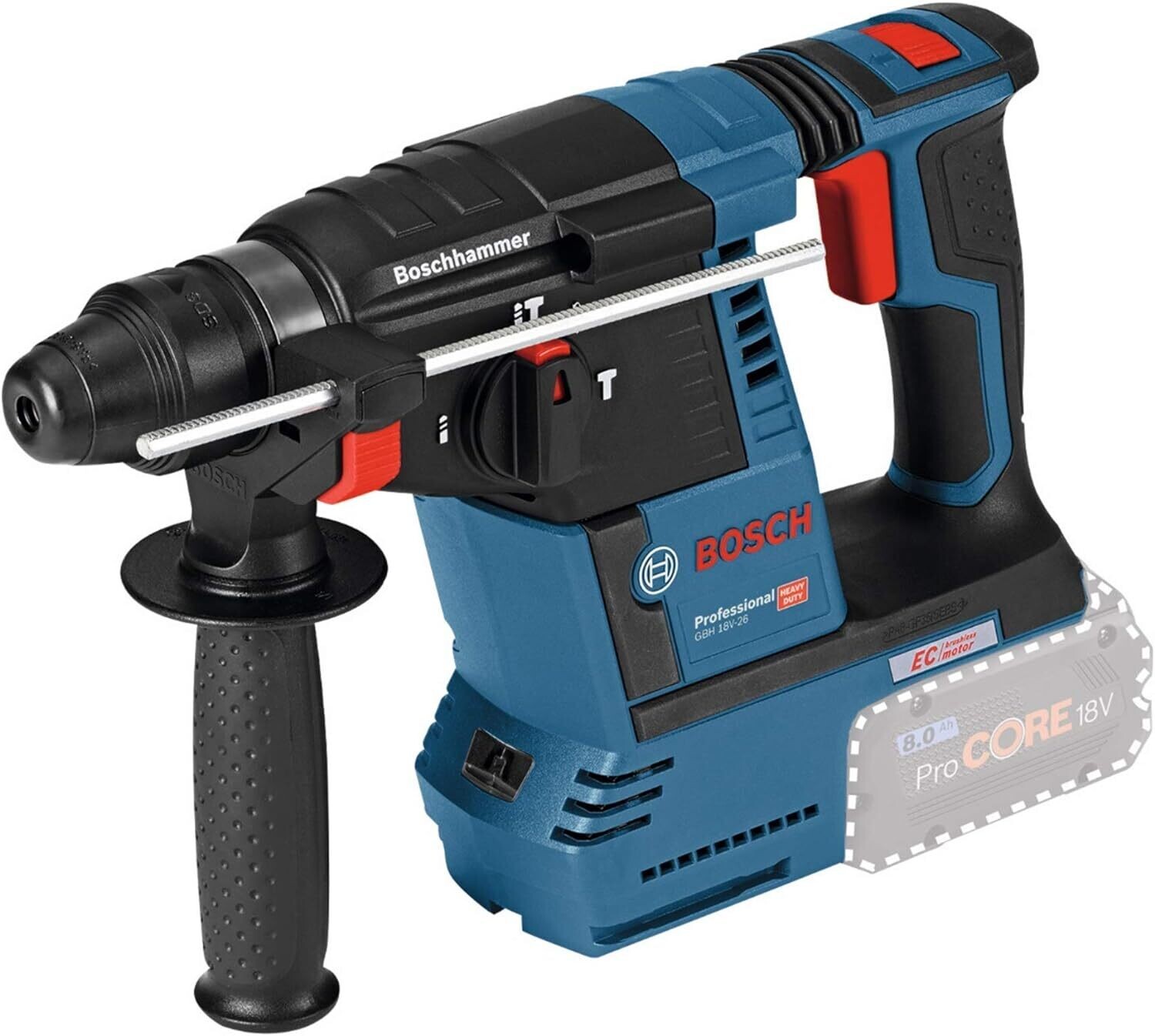 Bosch Professional 18V System GBH 18V-26 - Martillo perforador a batería (Brushless, 2,6 J, Ø máx. 26 mm, SDS plus, sin batería, en caja)