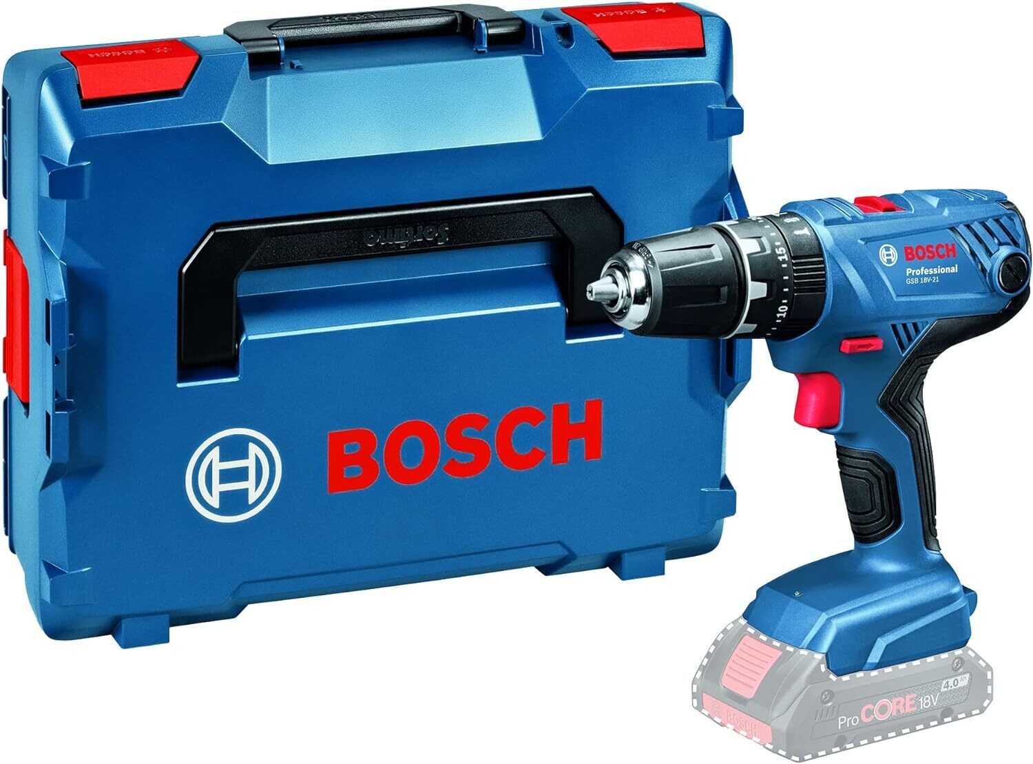 Bosch Professional GSB 18V-21 - Taladro atornillador de percusión con batería (par máximo 21 Nm, sin batería ni cargador, en caja)