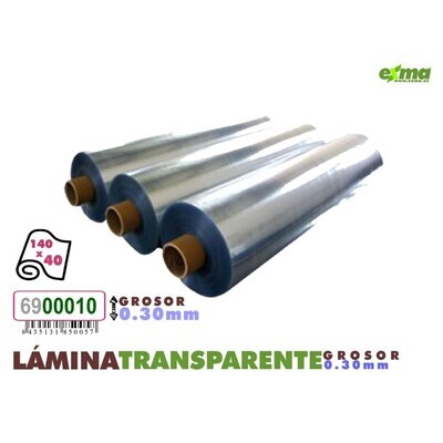 Lámina PVC Transp. 0.30mm 140cm x 40m