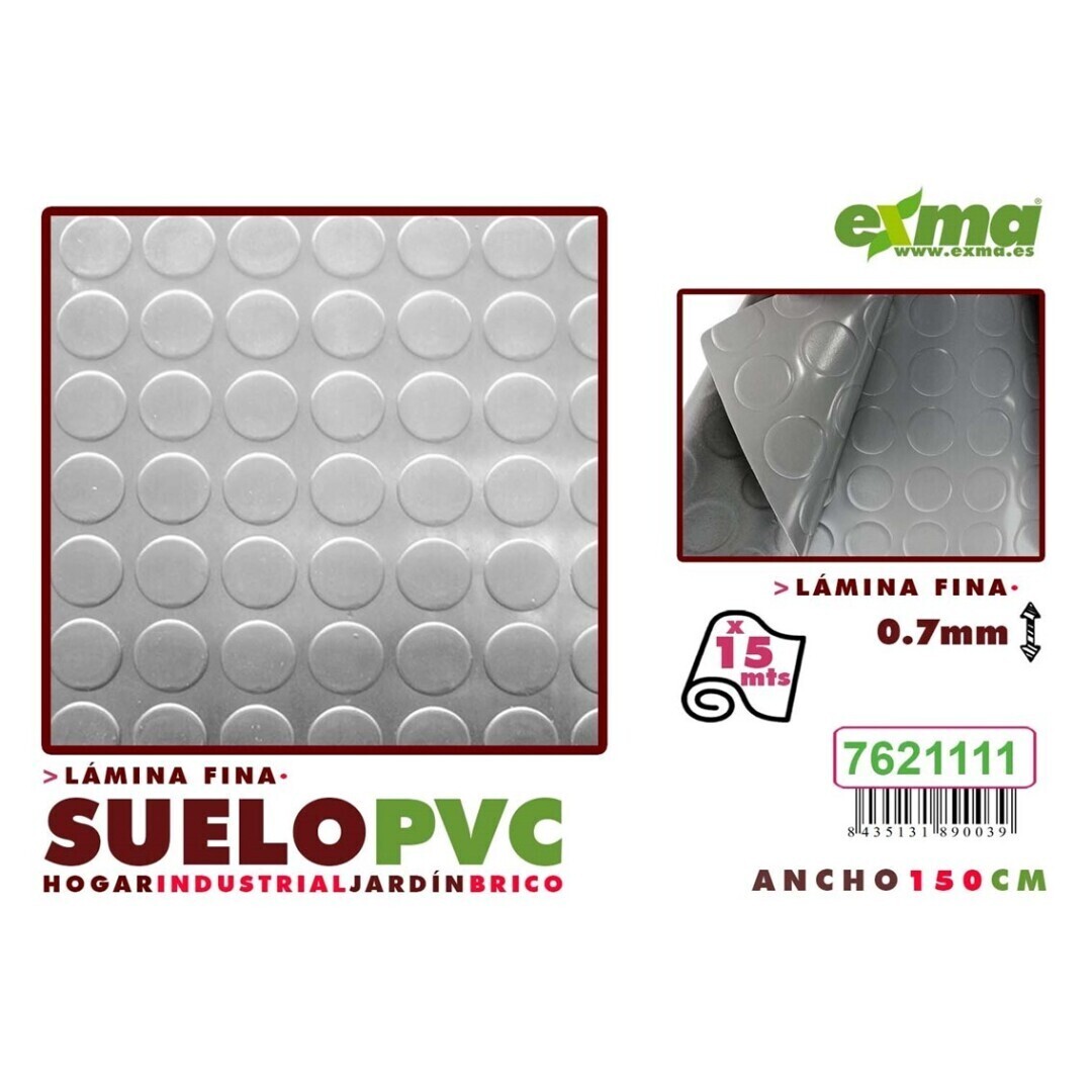 SUELO PVC 150cm x 15m CIRCULOS GRIS