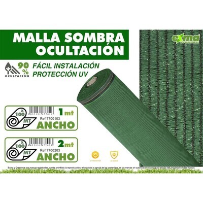 MALLA SOMBREO VERDE 90% OCULTACION 200CM  x100m Referencia: 7700203