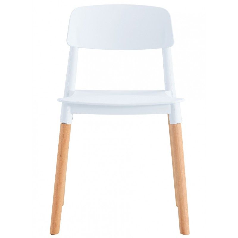 Silla CROSCAT (SU), madera, polipropileno blanco 6 sillas