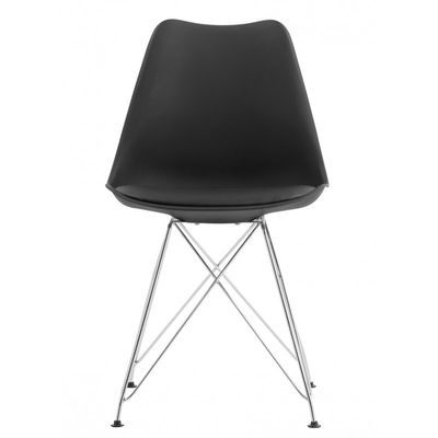 Silla TORRE (SU), cromada, carcasa y cojín negro 4 sillas