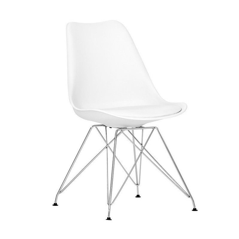 Silla TORRE (HT), cromada, carcasa y cojín blanco 4 sillas