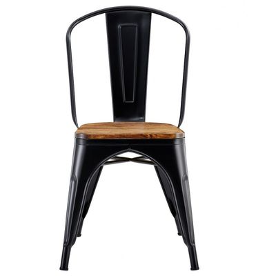 Silla TOL EK WOOD, acero, negra, asiento madera 5 sillas