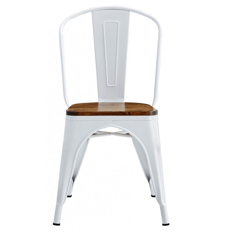 Silla TOL EK WOOD, acero, blanca, asiento madera 5 sillas