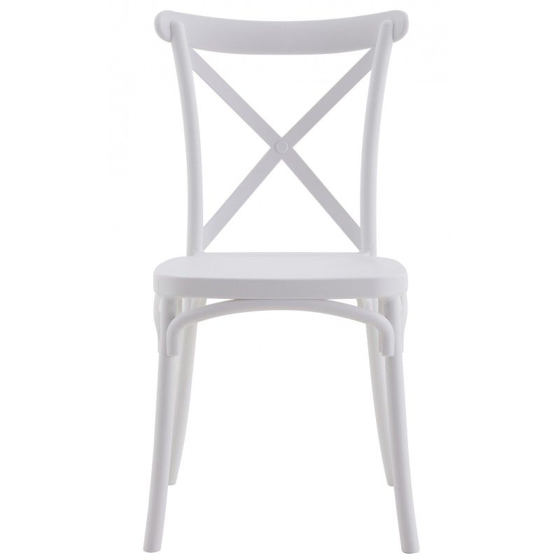 Silla CORFÚ, apilable, tratamiento anti UV, polipropileno blanco 4 sillas