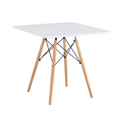 Mesa TOWER, base madera, tapa blanca, 80 x 80 cms 1 unidad