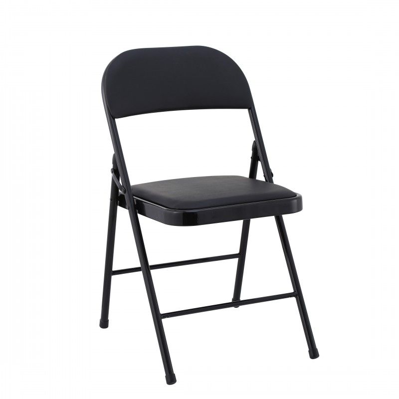 Silla SMART, plegable, metal, epoxi negro, vinilo negro 6 sillas