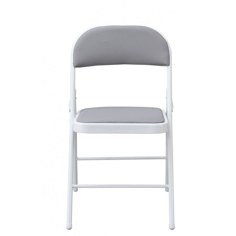 Silla SMART, plegable, metal, epoxi blanco, vinilo gris claro 6 sillas