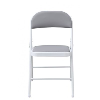 Silla SMART, plegable, metal, epoxi blanco, vinilo gris claro 6 sillas