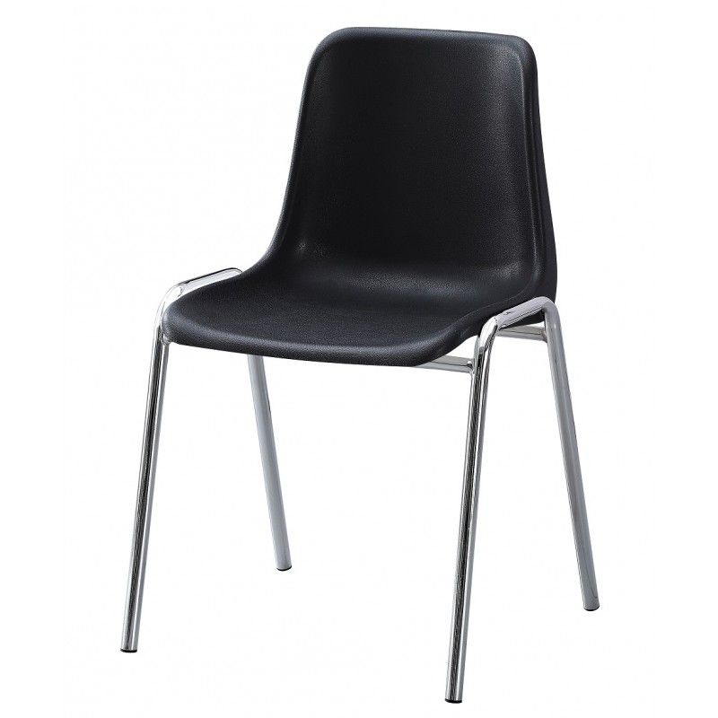 Silla CARCASA, apilable, cromada, polipropileno negro 6 sillas