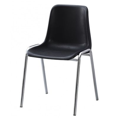 Silla CARCASA, apilable, cromada, polipropileno negro 6 sillas