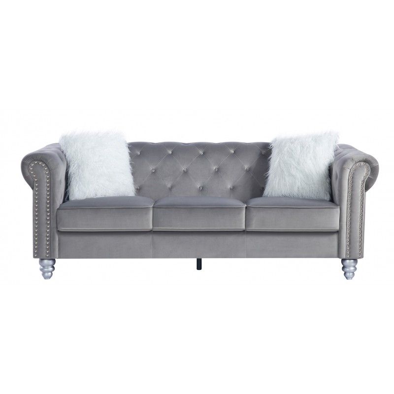 Sofá CHESTER STYLE, 3 plazas, tapizado velvet gris 27
